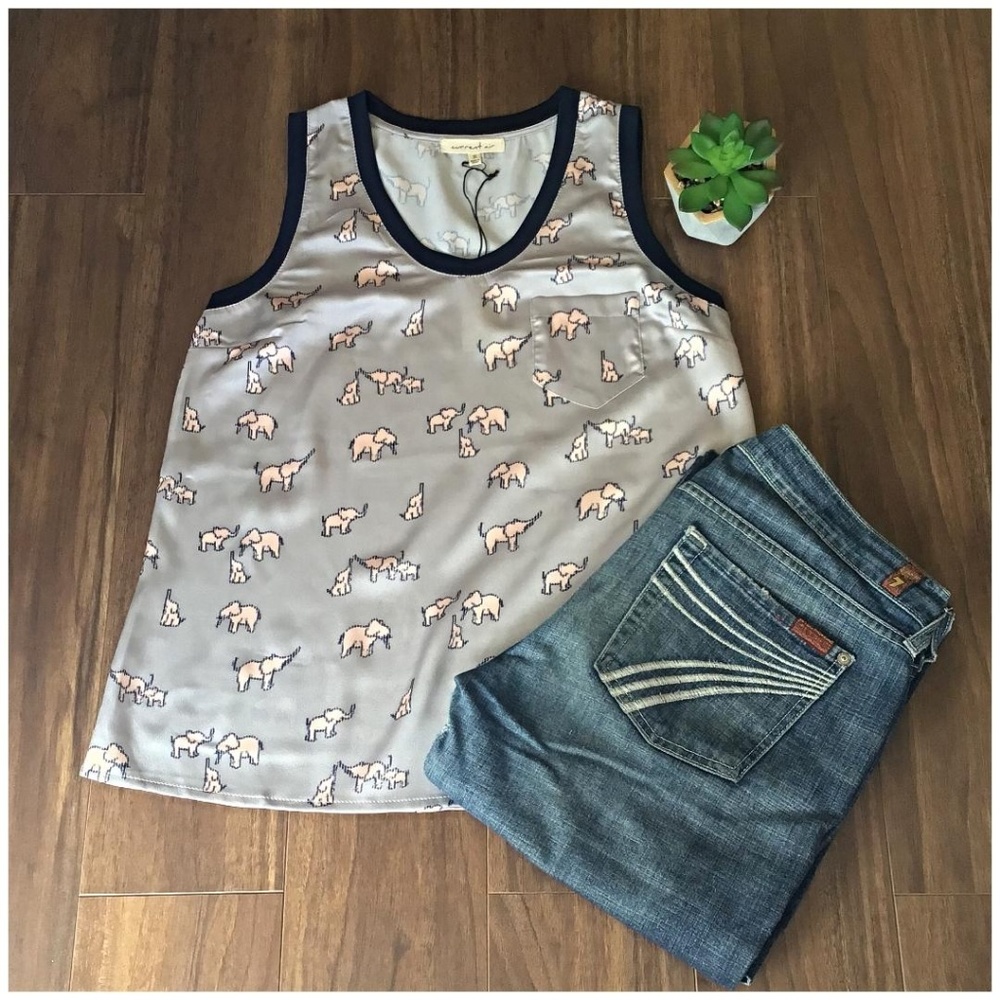 LAST☝️❗CURRENT AIR Anthro Silver Grey Elephant Top - Picture 4 of 7